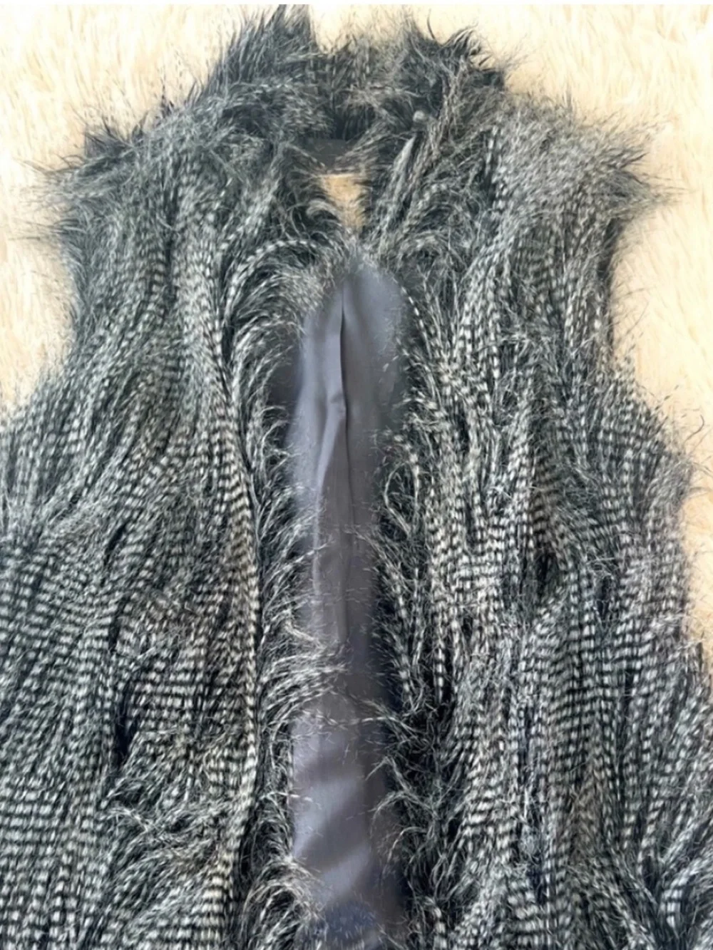 Michael Kors Black & Gray Faux Fur Vest
